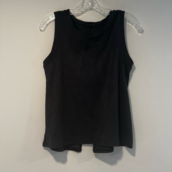 Oiselle Sleeveless Top w Open Split Back Soft Velvety Black Sz 4 - Picture 1 of 5